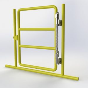 offshore gate closer installed on yellow display gate.