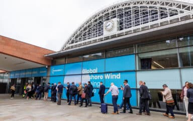 People queuing for Global Offshore Wind exhibition