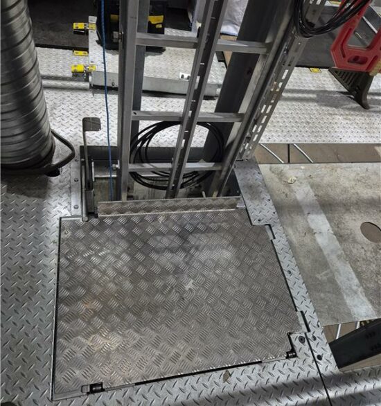 FOHO hatch installed image showing the product on the floor with it being fully closed